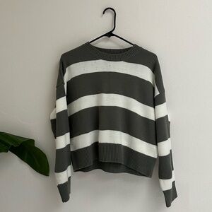 Gray and white striped sweater